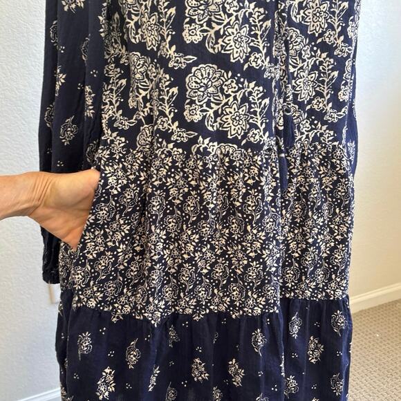 Anthropologie Maeve womens Sz Small Carlita Tiered Tunic Dress Floral Tassels - Picture 6 of 13
